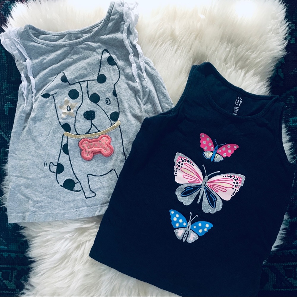 (2) GAP Tank Tops Butterfly 🦋 Dog Bone 🦴 Lace
